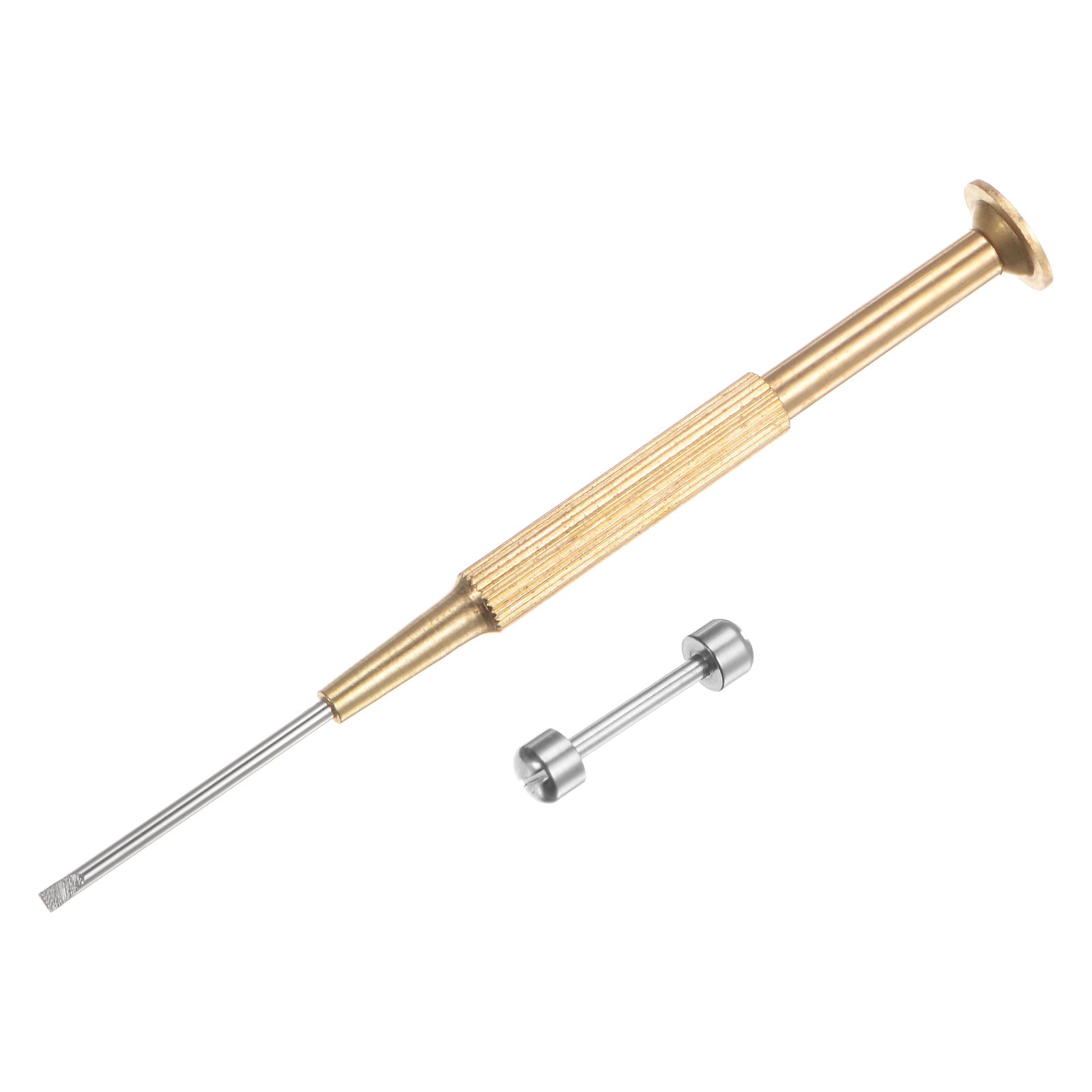 2 in 1 16mm Watch Screw Tube Rod with 2mm Slotted Screwdriver, Silver Tone