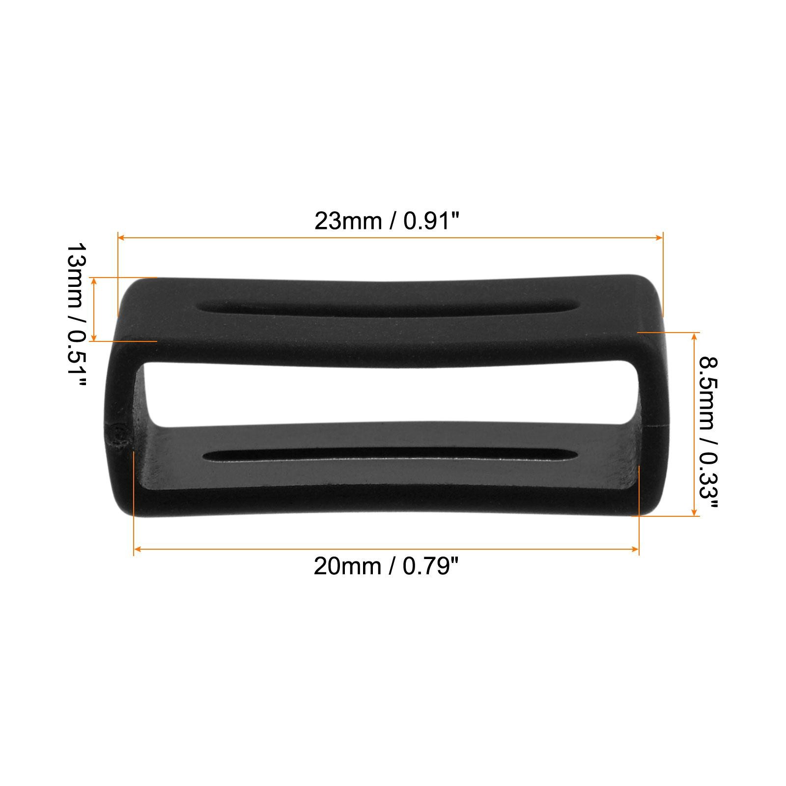 Watch Band Strap Double-sided Slotted Loops Silicone for 20mm Band, Black
