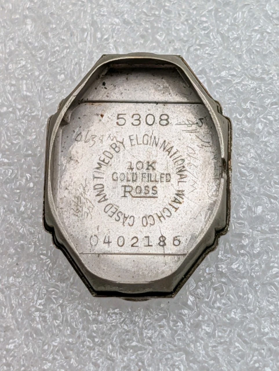 Vintage Elgin National Watch Co 10kt White Gold Filled Ross 5308 Watch Back