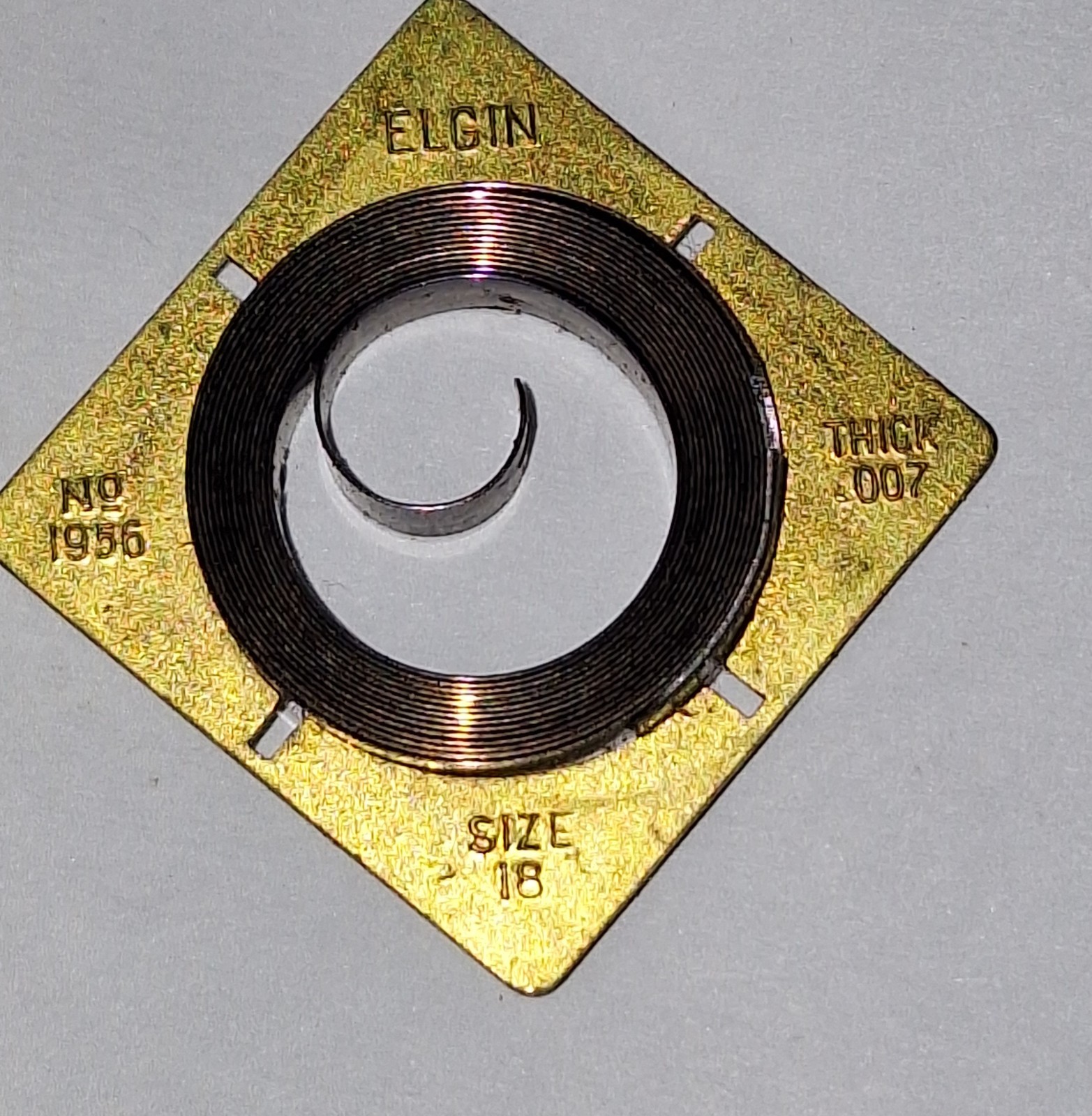 6 X Elgin Size 18 Mainspring Part No. 1956 Thick .007 in Original Tin Box N.O.S.