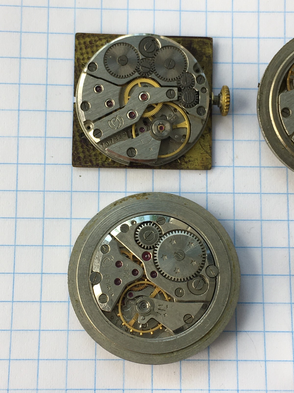 MOVEMENTS (13pcs) FOR MENS WRIST WATCH Slava Vostok Raketa USSR for parts