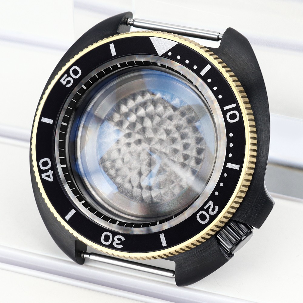 FEIYASHI 44mm PVD Watch Case Willard 6105 Style Two Tone Gold For Seiko NH35 36