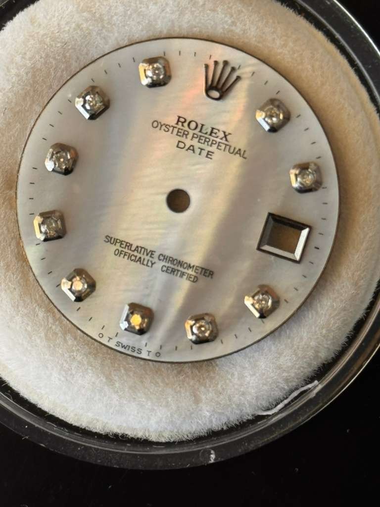 Original Rolex Oyster Perpetual Date Watch Diamond Mother of Pearl Dial