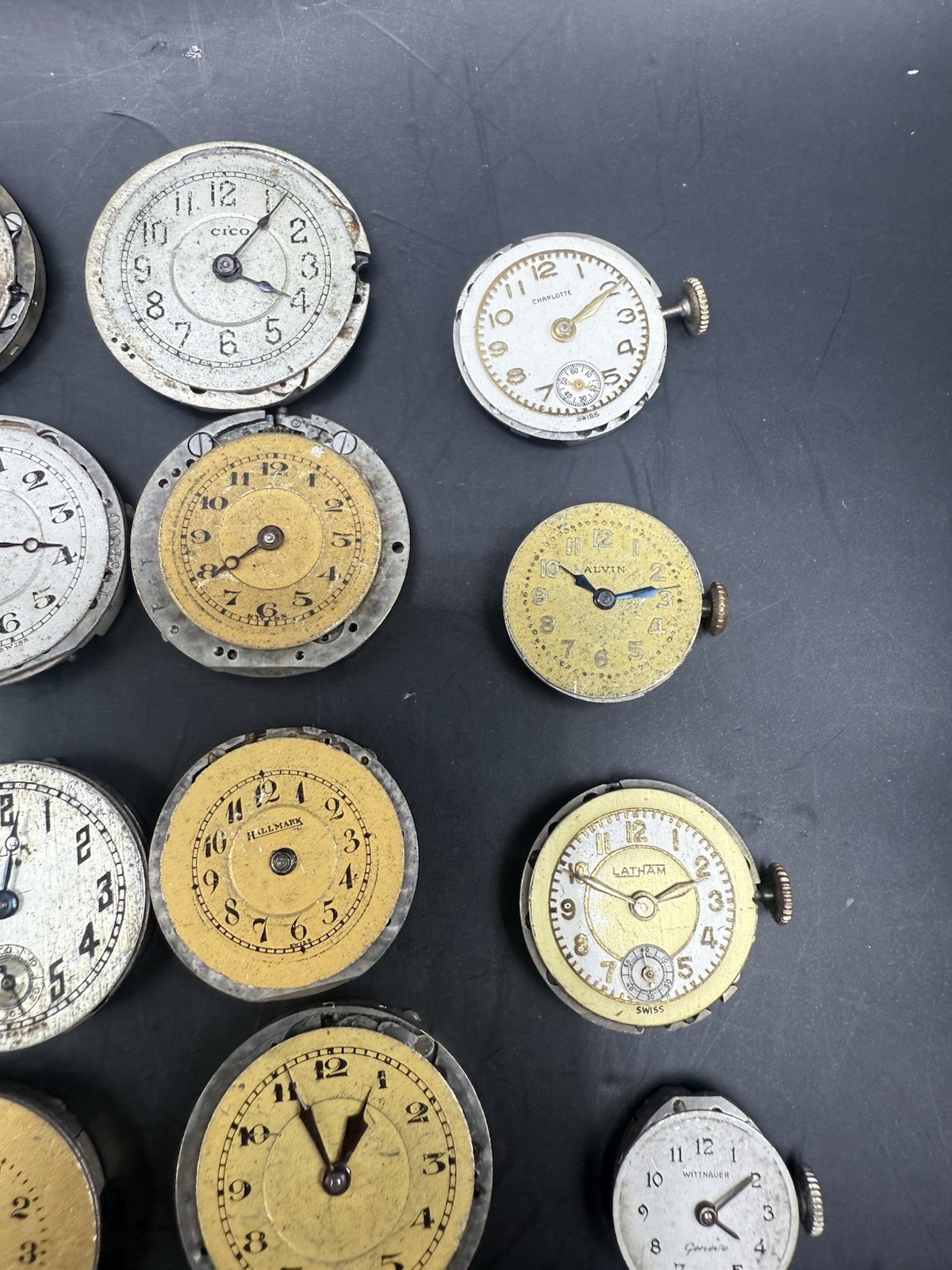 LOT of 36 Vintage Ladies Watch Movements & Dials For Parts/Repair Various Brands