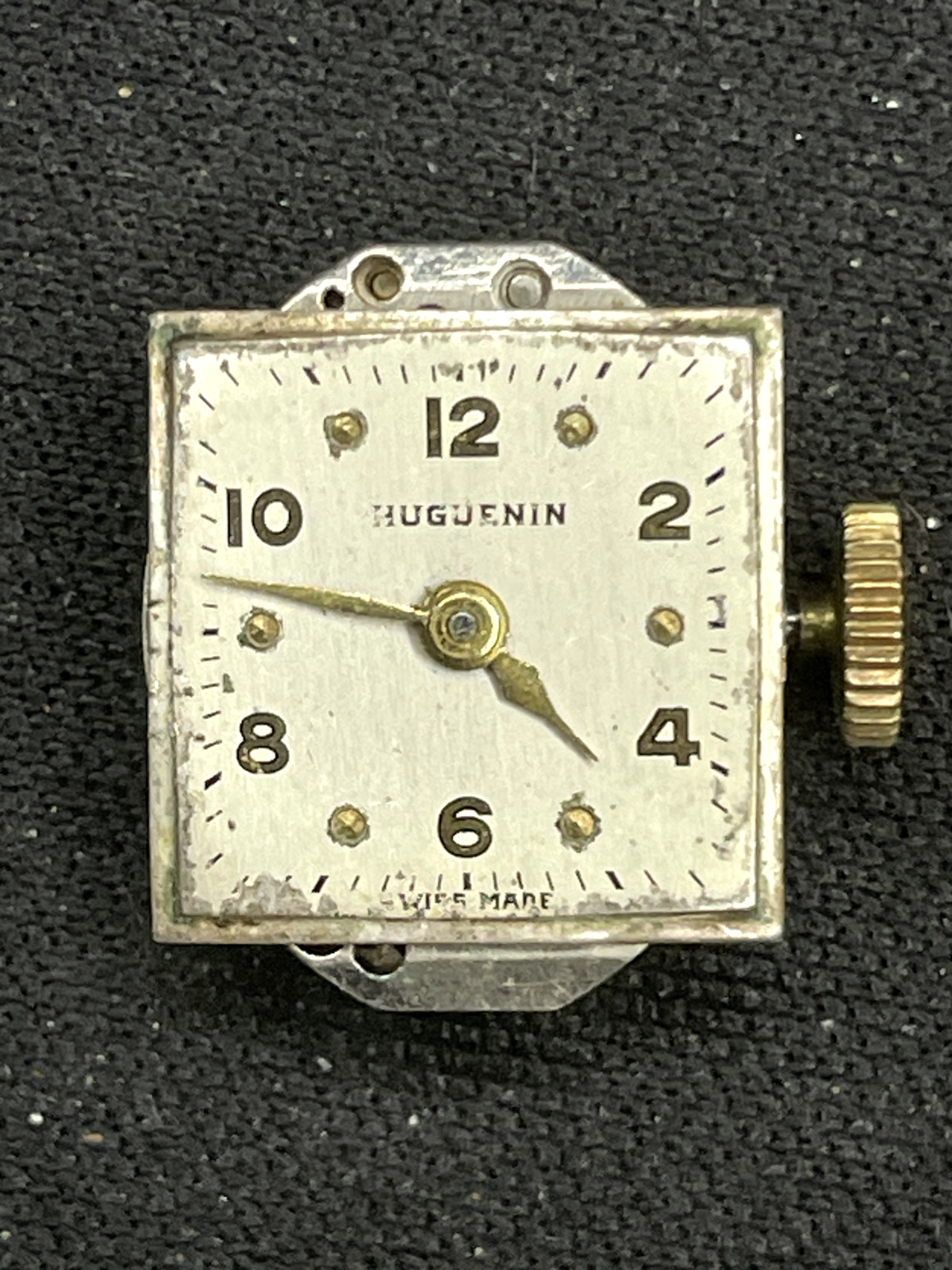 Vintage Mechanical Huguenin Watch Movement for parts or repair