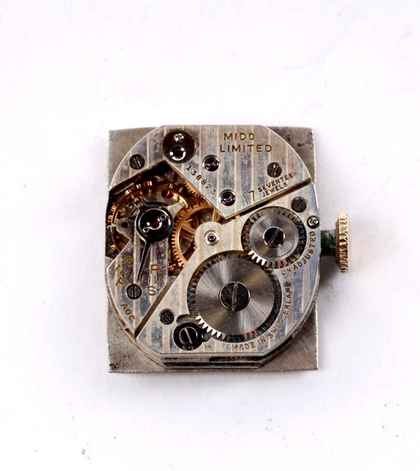 Mido Limited Men’s Wrist Watch Movement 17 Jewels Parts/Repair-GS-154