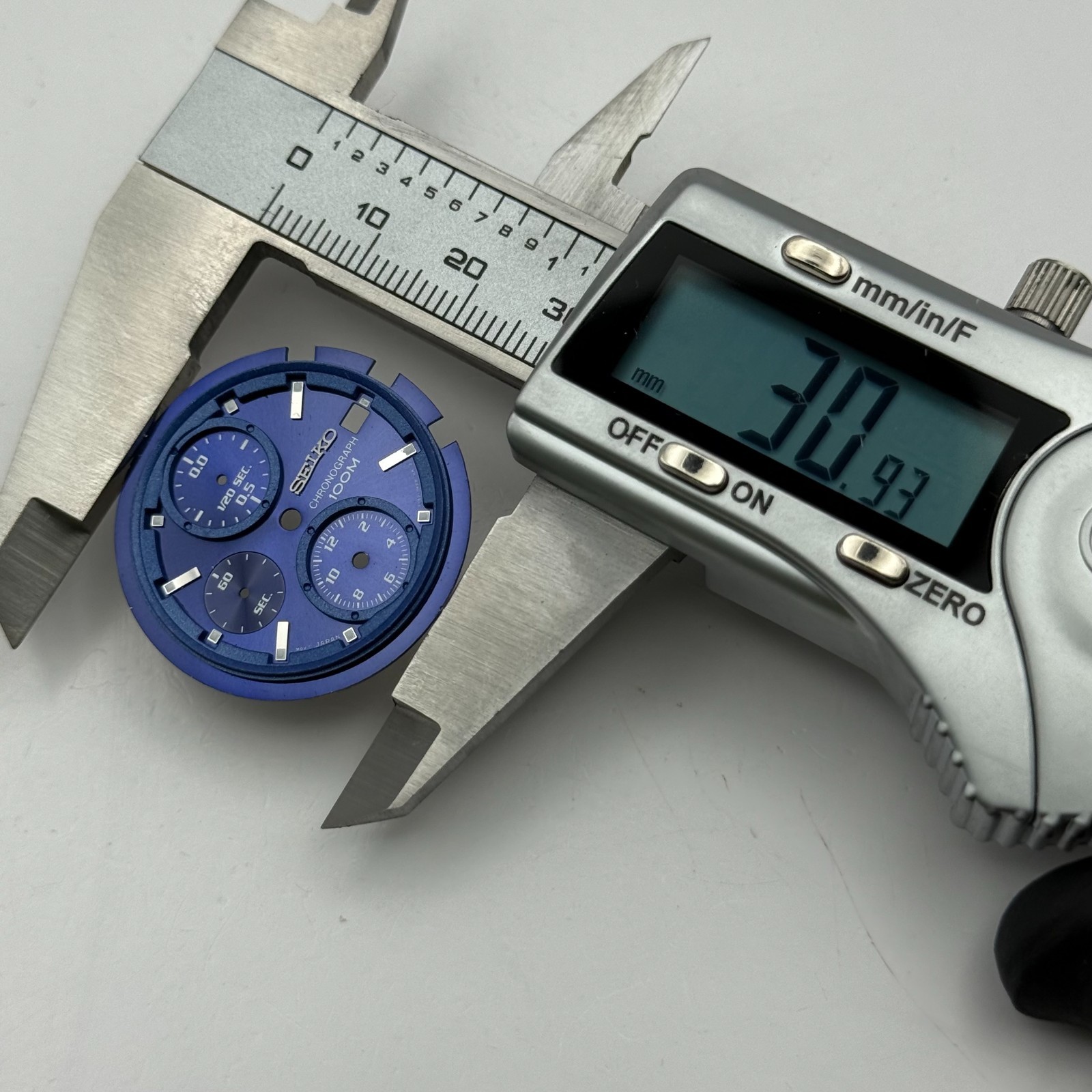 Seiko 7T92-0KE0 Watch Dial Chronograph 100M Blue Japan Spare Parts Repair 30.9mm