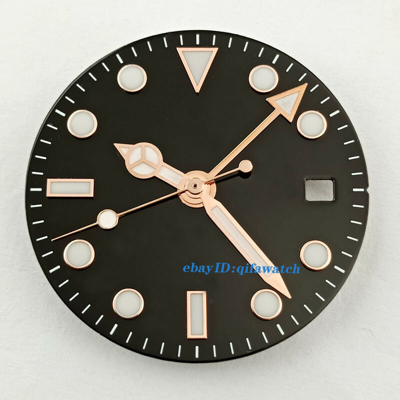 29mm sterile black Dial+Rose Gold GMT Hands fit DG3804 movement（dial+hands）
