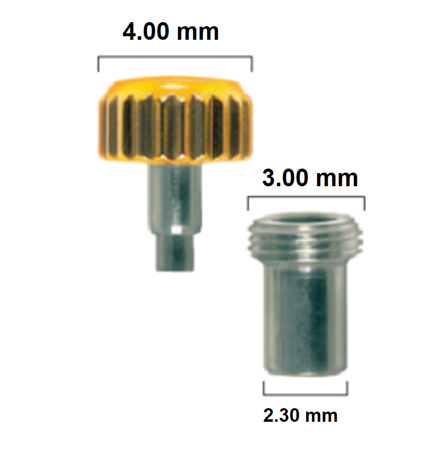 Crown watch diam. 4mm Gold Screw Steel IPG/PVD with Screw Pipe