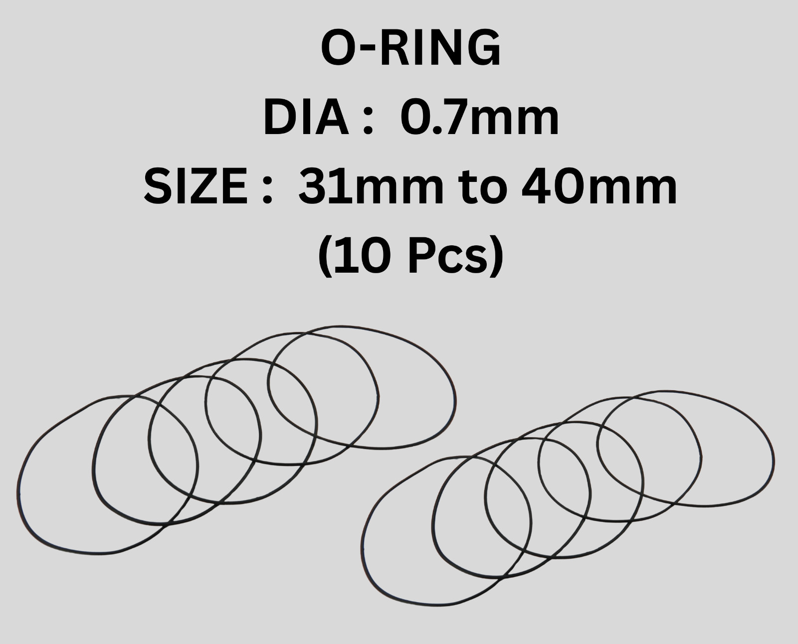 Rubber Watch Case Back O Ring Round Gasket 31mm – 40mm Thick 0.7mm (10Pcs)