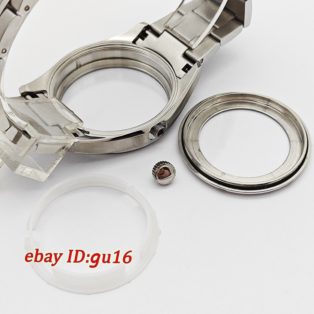 40mm NH35 Watch Case Silver Sapphire glass fit NH35 NH36 movement