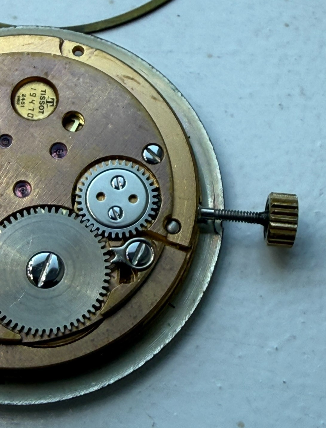 Tissot Seastar Seven 2451 Manual Watch Movement + Dial + Hands + Crown + Stem