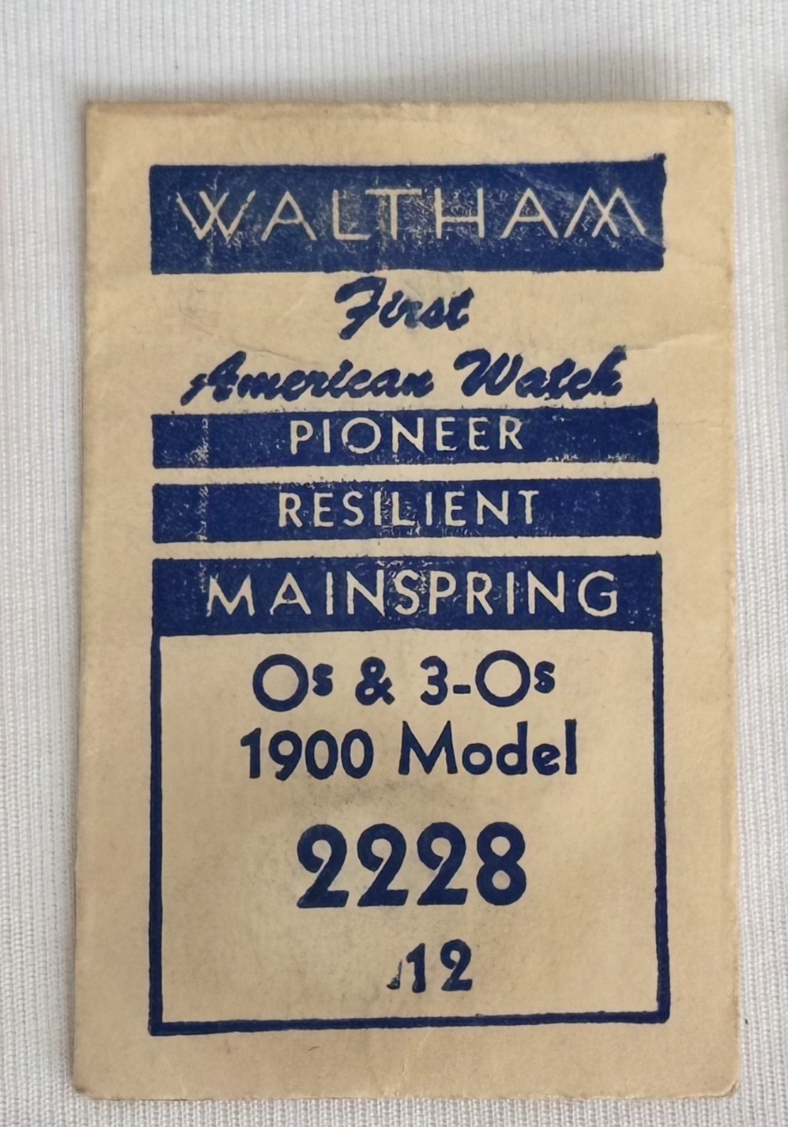 Waltham Factory Mainspring for 0s & 3-0s 1900 Model No. 2228 – Steel .12