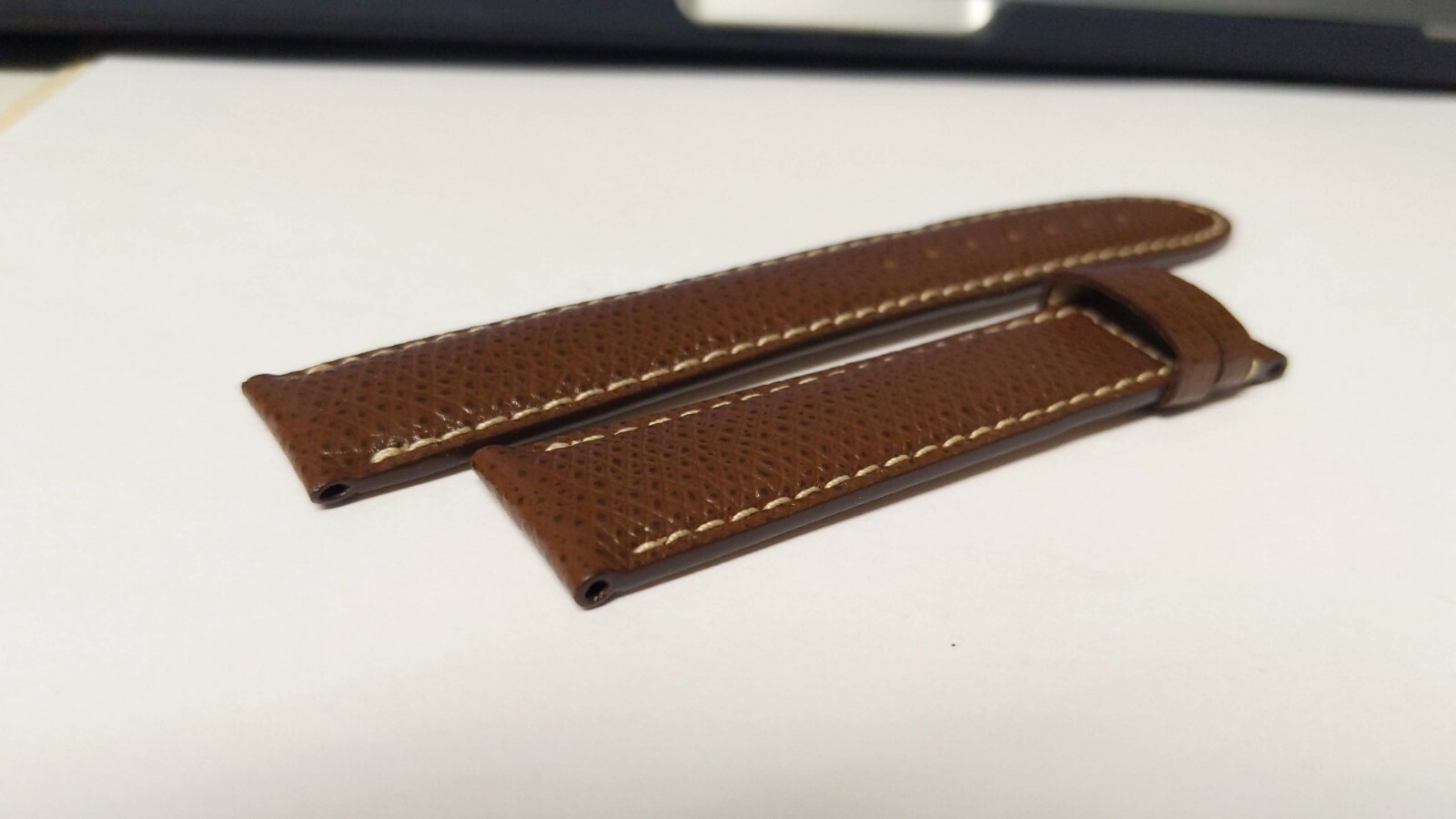 Montblanc BAND lizard BROWN with WHITE stitch extra long, (logo destroyed by fac
