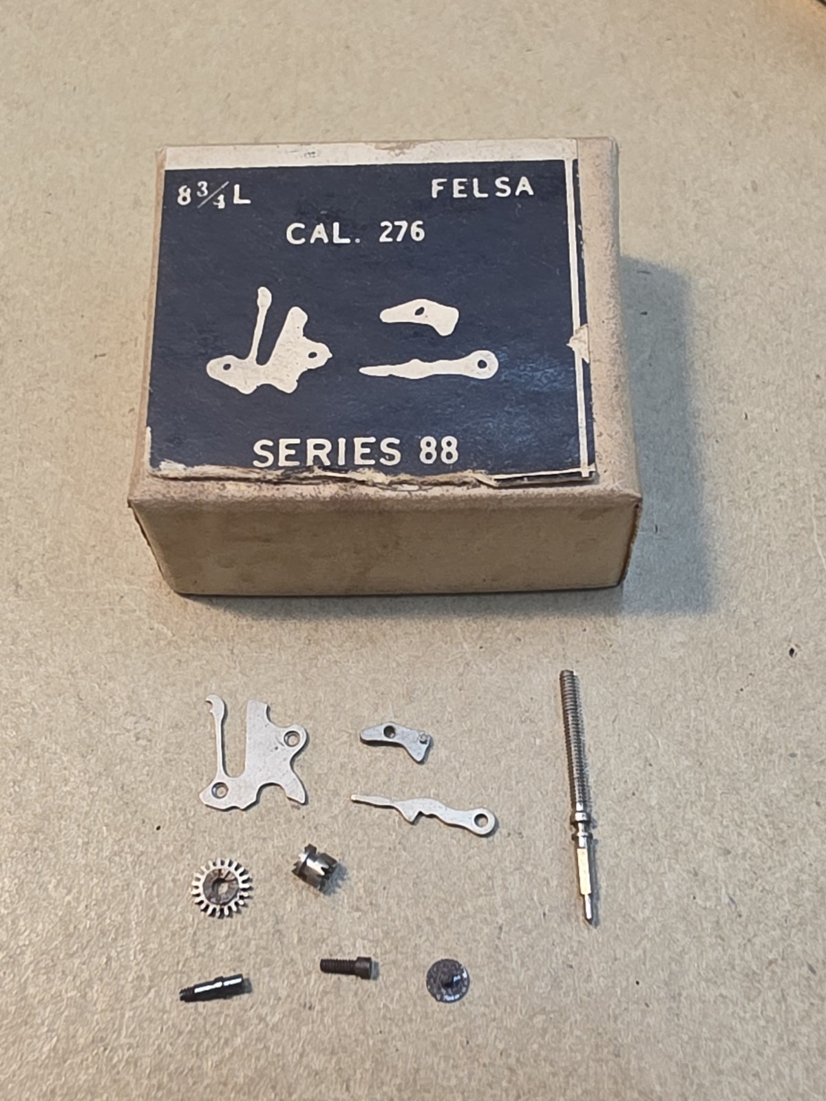 Small Lot Of Vintage NOS 8-3/4L Felsa Cal 276 Parts-Stem, Clutch, Setting Parts