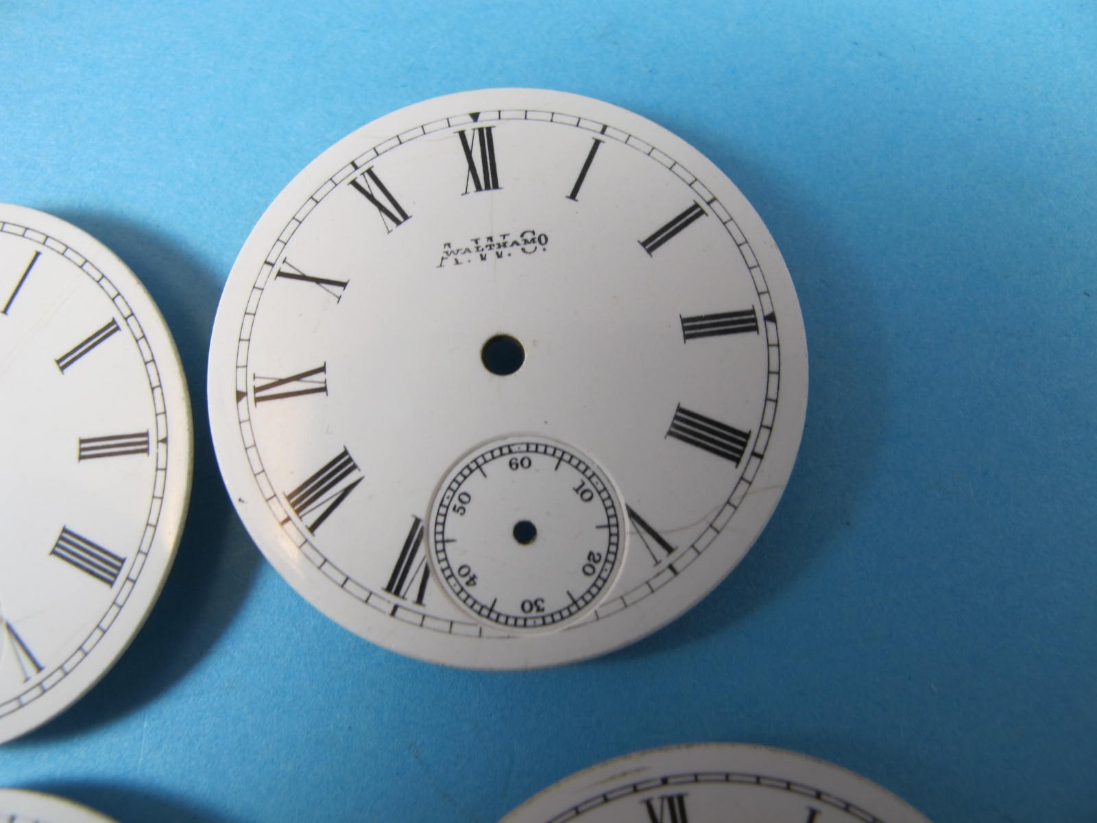 WALTHAM WATCH CO AMERICAN SIZE SIX POCKET WATCH DIAL GROUP OF 4
