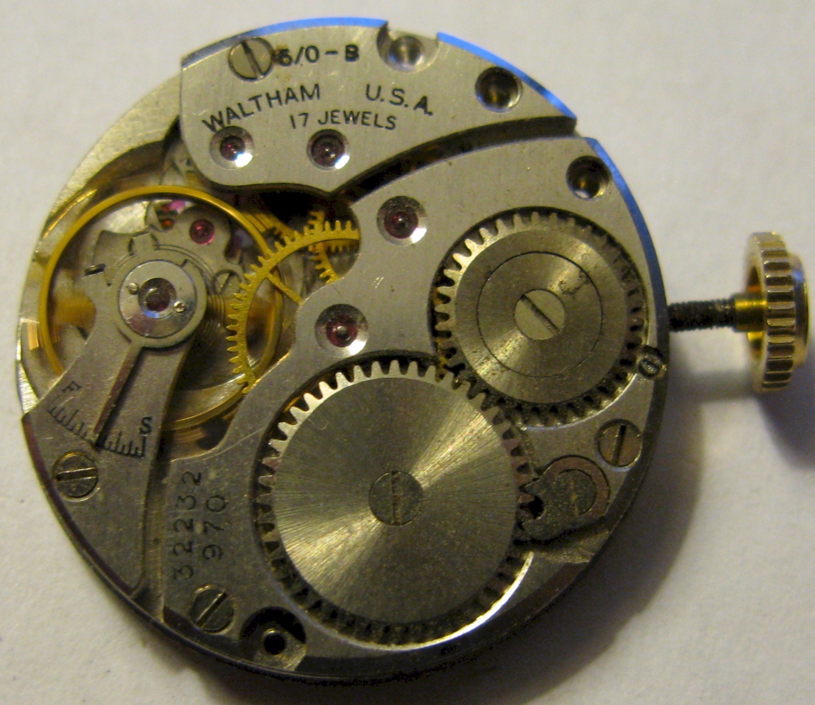 Waltham 6/0 s military wrist Watch part FO36-7197848 WCM26291 lever setting #443