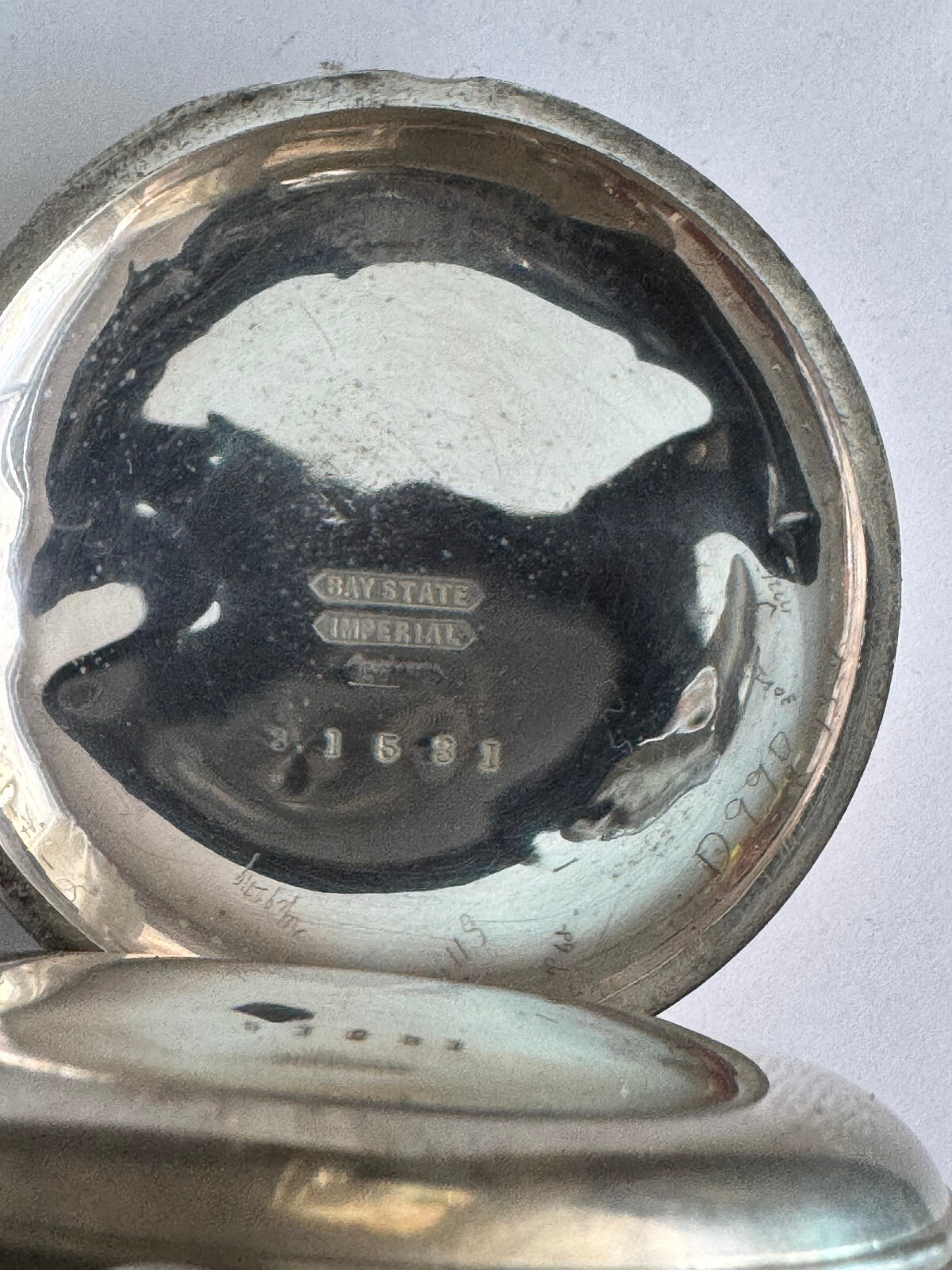 VINTAGE 18 SIZE BAY STATE IMPERIAL COIN SILVER POCKET WATCH CASE PENDANT & LEVER