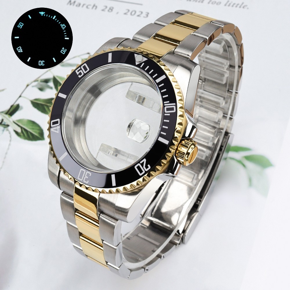 FEIYASHI Golden Rotating Bezel 40mm Watch Case Sapphire For Seiko NH35 ETA 2824