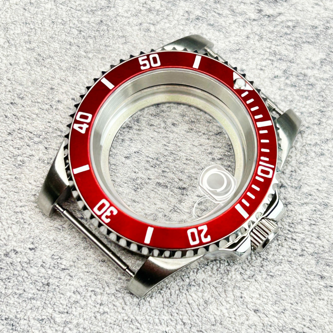 40mm Red Bezel Sapphire Glass 200M Waterproof Watch Case Fit NH34 NH35 NH36 Mod