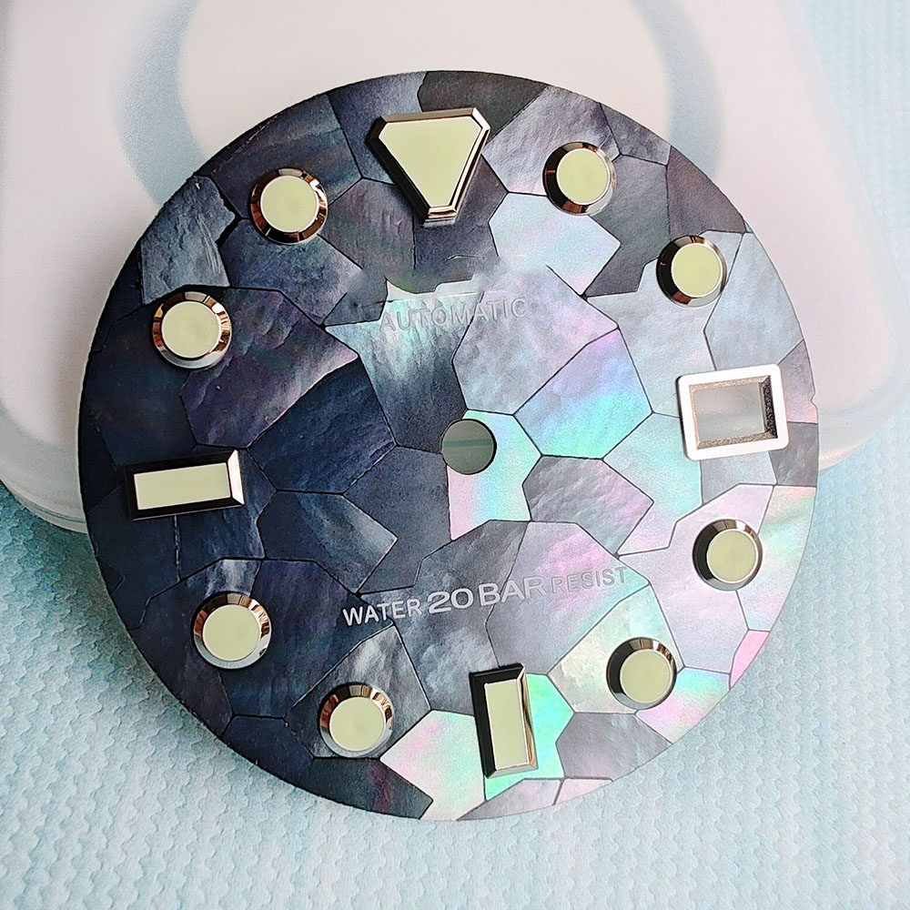 High Quality MOP Natural Black Mother Of Pearl Watch Dial 28.5mm for NH35 36 4R