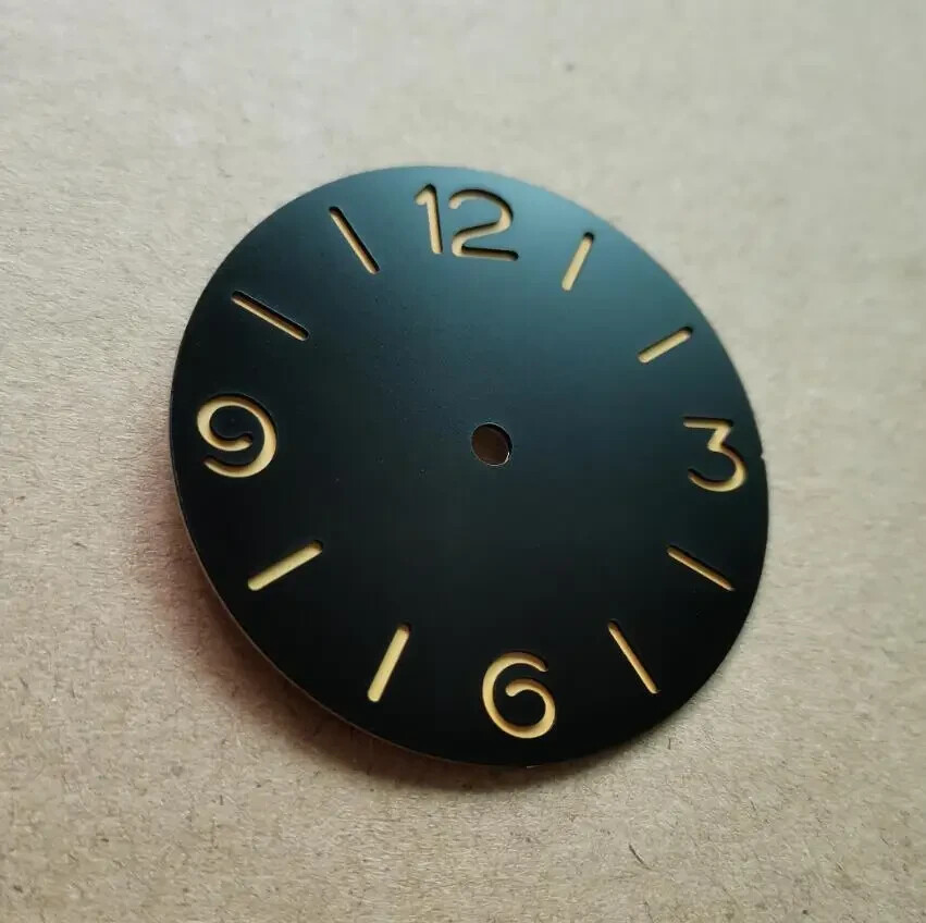 39mm black Watch dial Green luminous for eta6497 6498 ST3600 ST3621