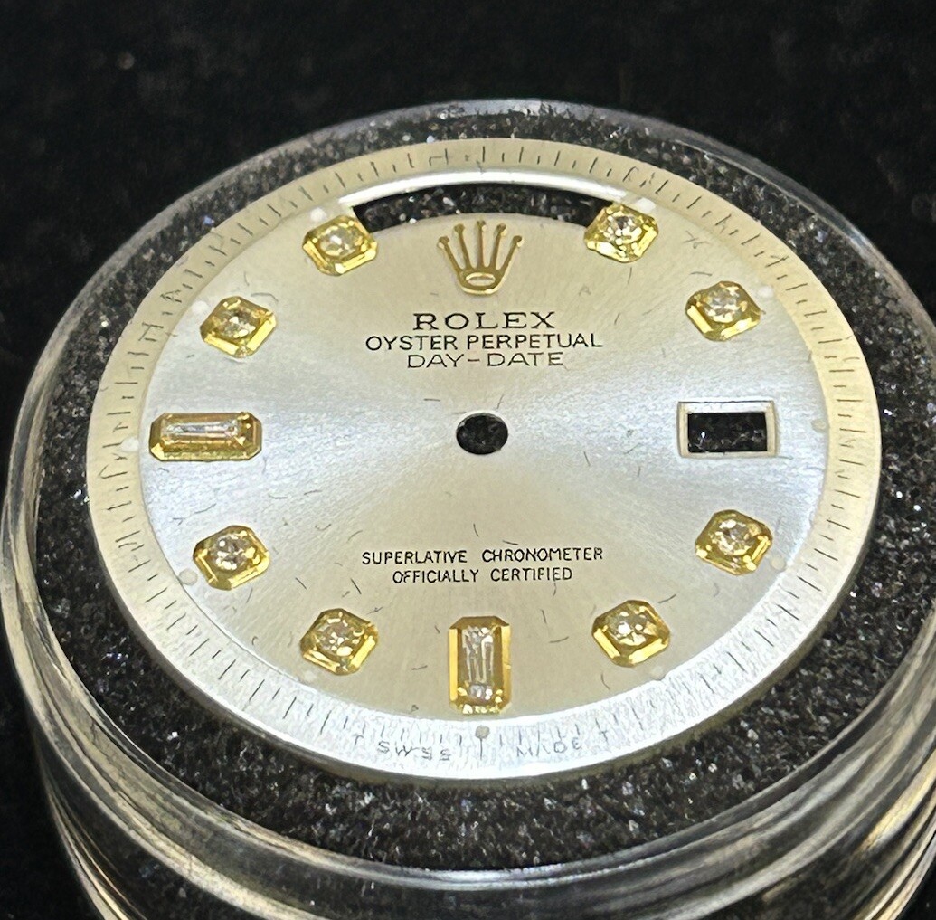 Rolex NonQuick President Custom Silver Baguette Diamond Dial For Model 1803