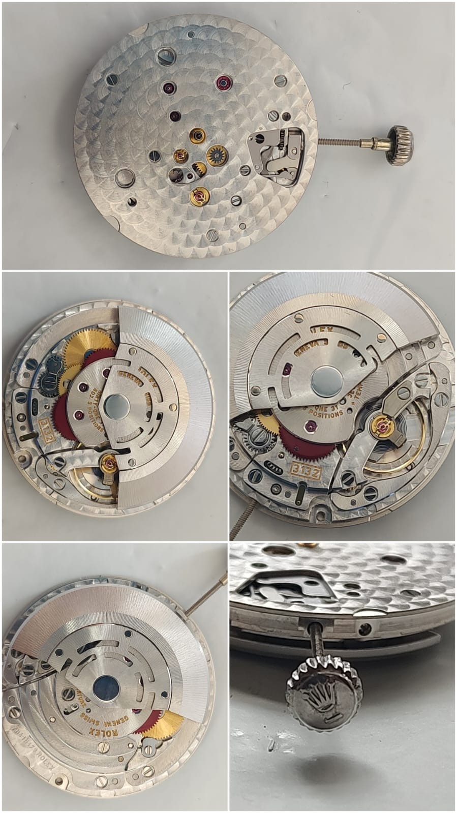 Genuine Rolex Cal. 3132 Automatic Movement & Chrome Crown 31J – Perfect Working