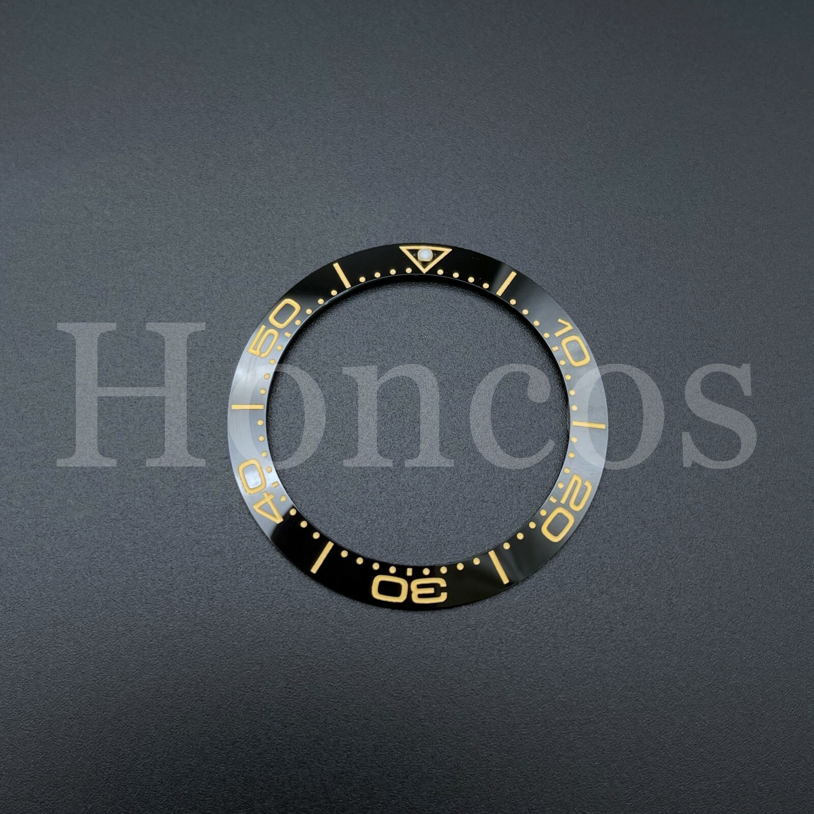 BLACK GOLD CERAMIC BEZEL INSERT FITS FOR OMEGA 41MM SEAMASTER PLANET 007 NUMBERS