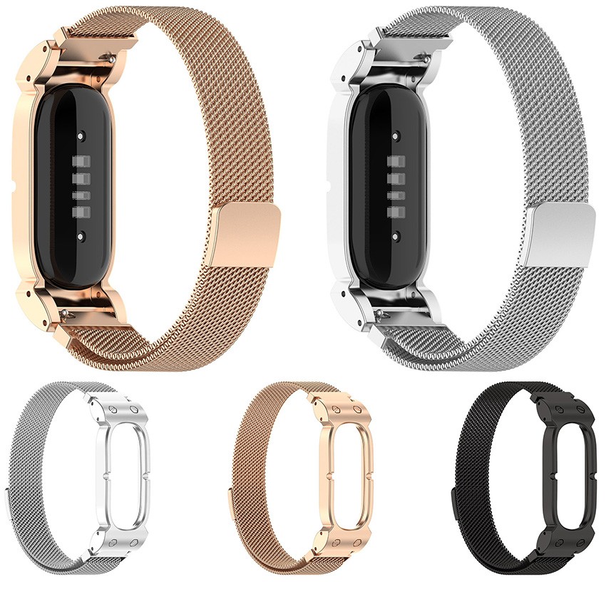 Metal Frame Milanese Metal Strap Stainless Steel Strap for Google Fitbit Air
