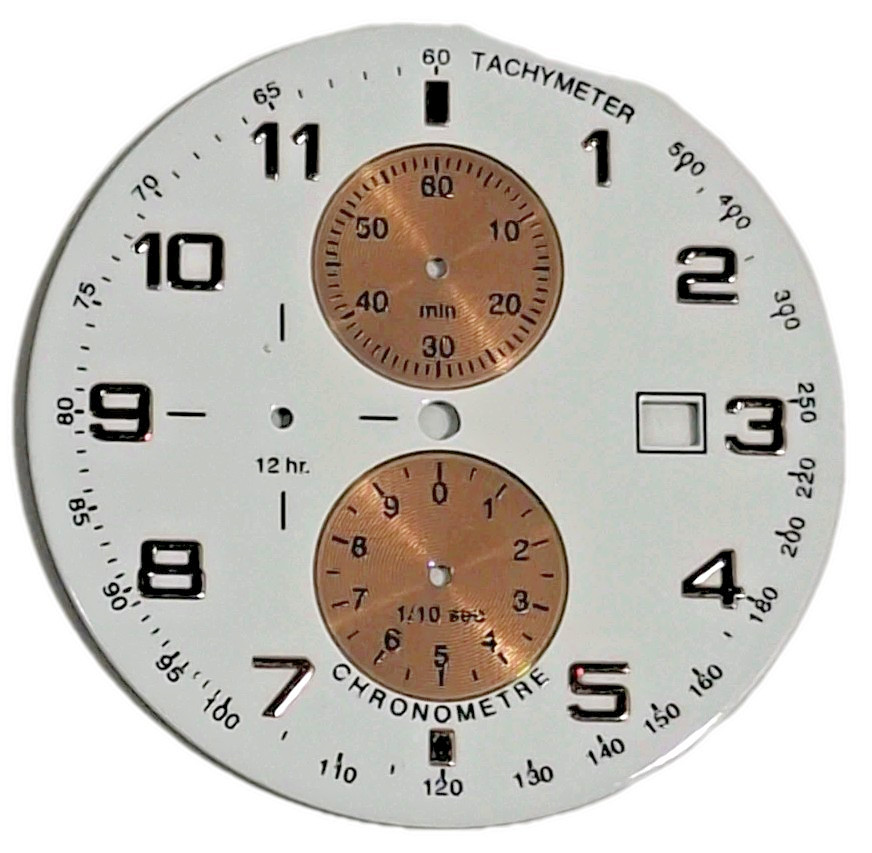 Miyota OS60 White Pink Arabic Numerals 35.50mm Portuguese Chrono Dial