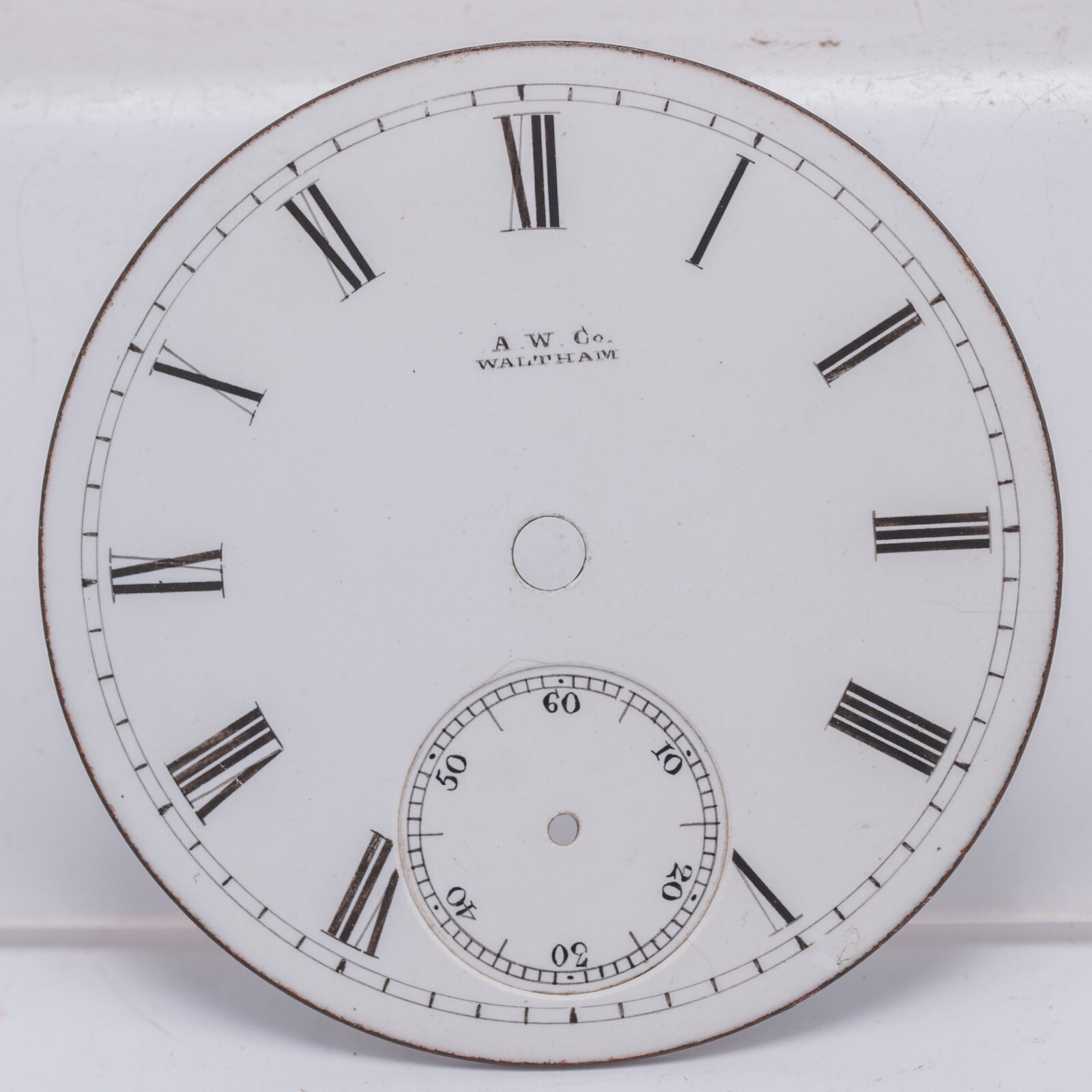 A.W.Co Waltham 18s Roman Numeral Enamel Pocket Watch Dial 45.78mm Mod. 1857 1859