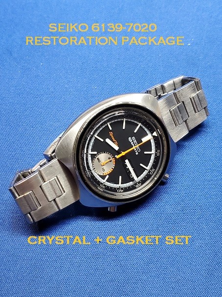 Restoration Package: “Crystal + Gasket Set” for your 6139-7020 Seiko Chrongraph