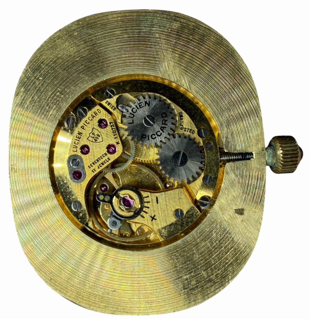 RARE Lucien Picard Ombré Dial 49B Movement And Dial From Gold Watch RUNS