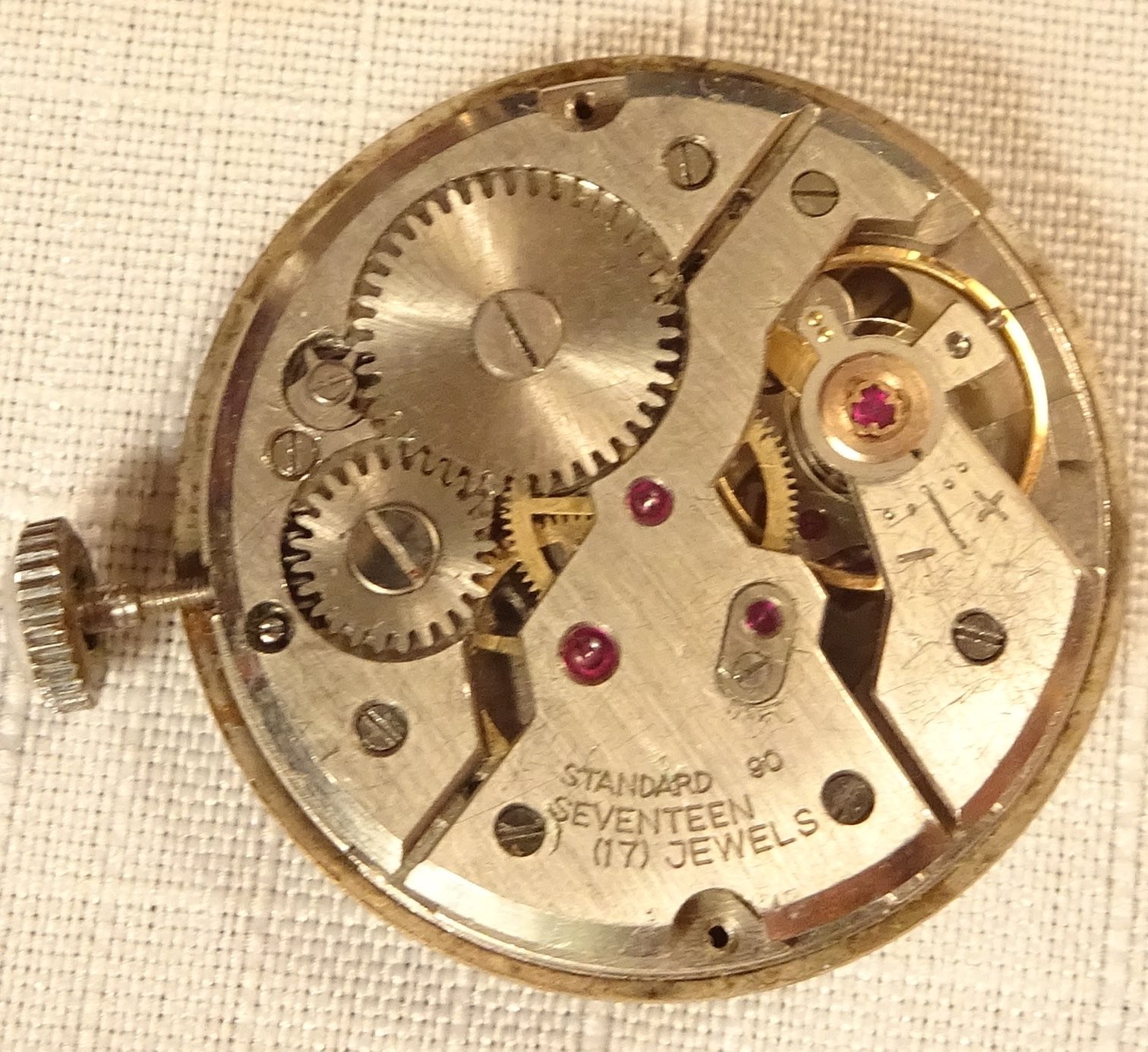Baron Wristwatch Movement 17J Men’s Parts or Repair Standard 90