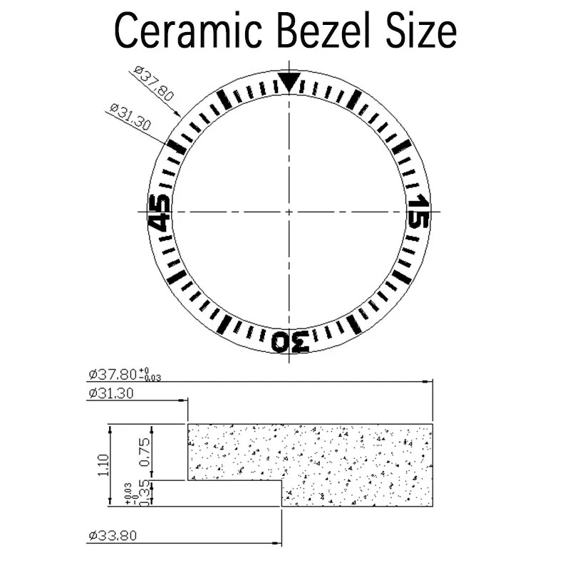 37.8mm Ceramic Bezel Insert Watch Parts Rings Men’s Accessories For 40mm Seiko