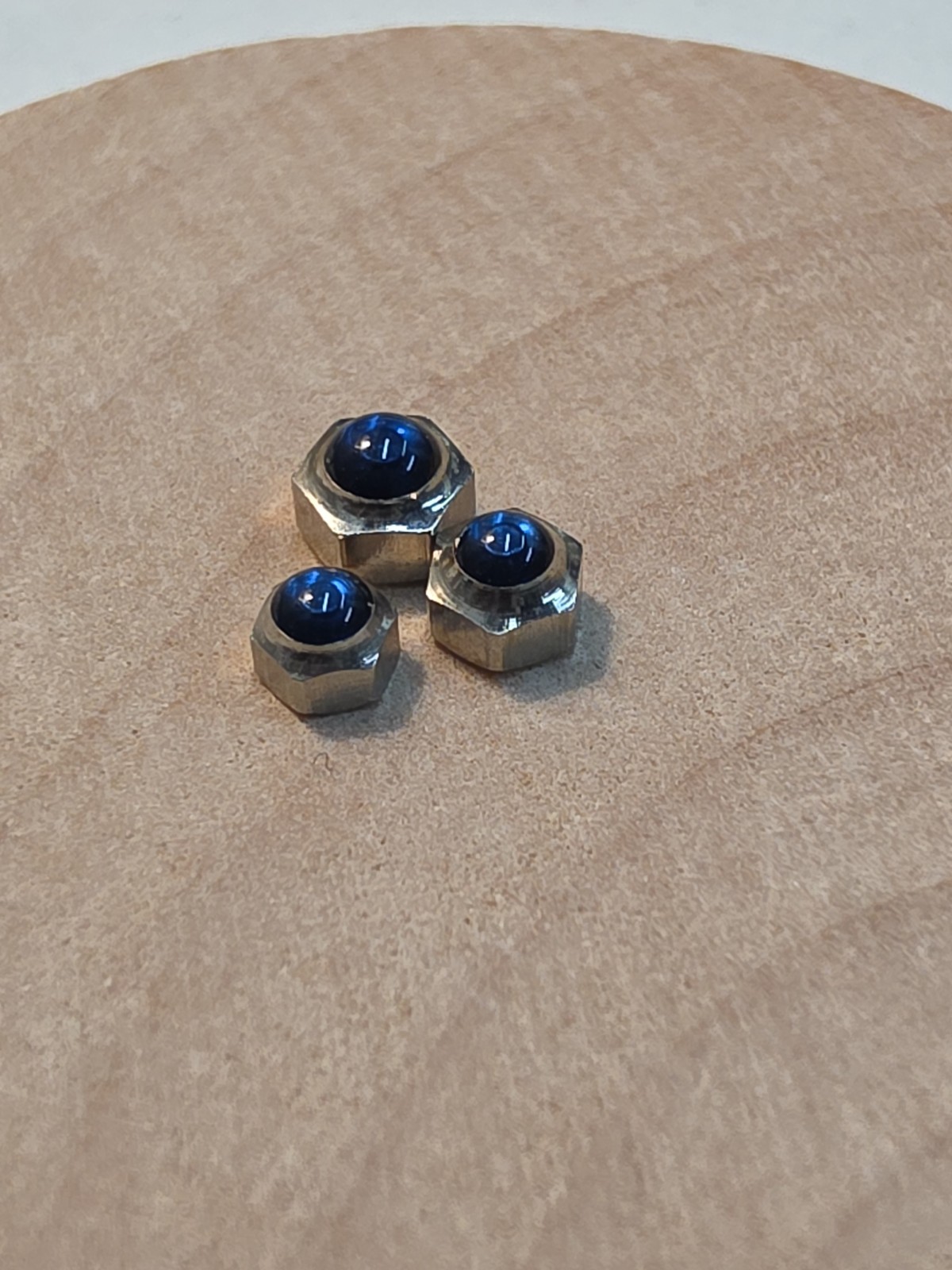 Lot Of 3 NOS Blue Cabochon Silver-Tone Wristwatch Crowns-3.44mm-4.42mm Diameters