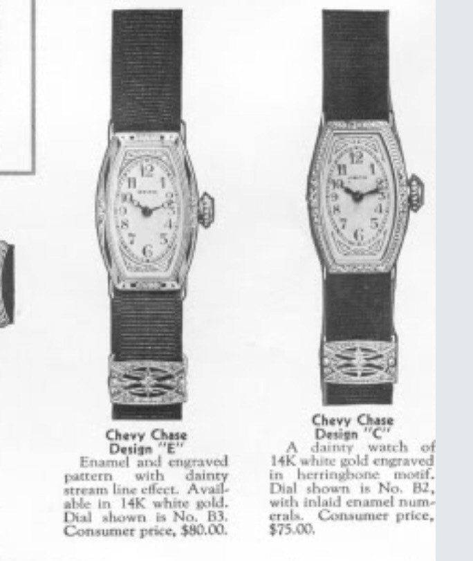 NOS Vintage 1928 Hamilton Chevy Chase Tonneau Ladies Watch Glass Crystal Antique
