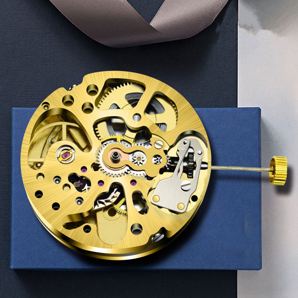 17 Jewels Gold Skeleton Adjustment Radiation Automatic 2004 Watch Movement C