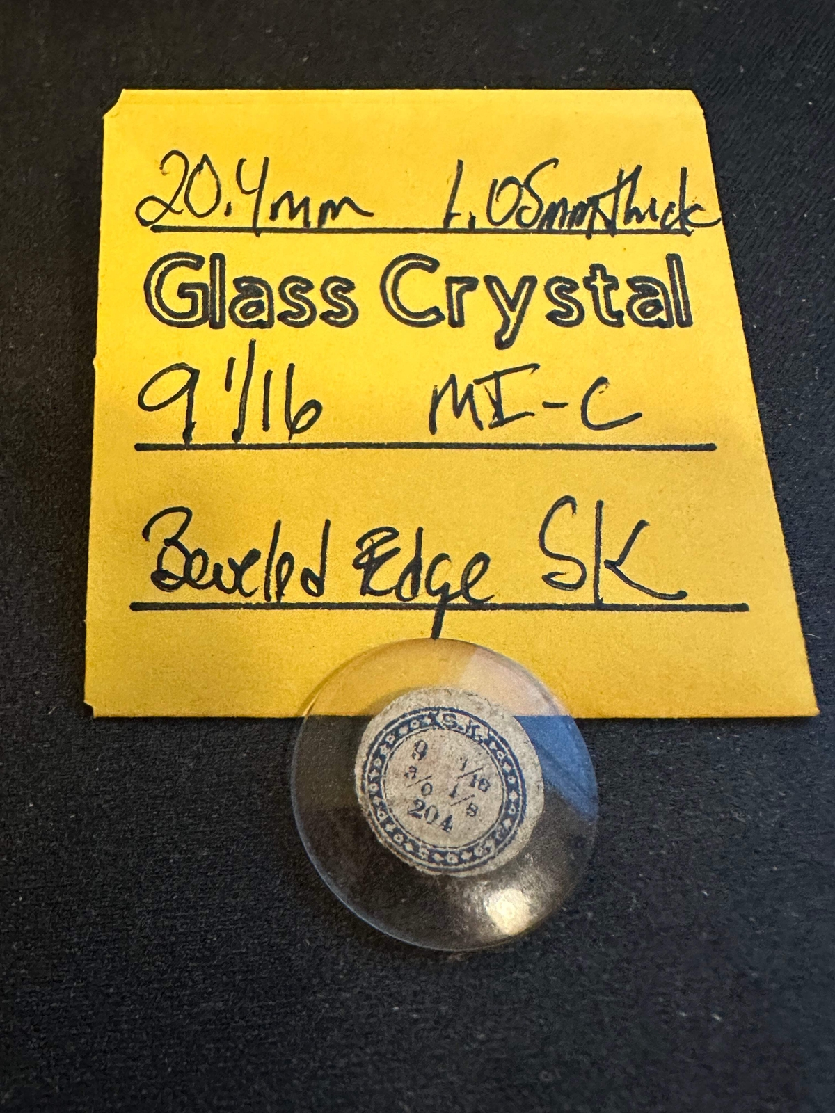 SK Vintage Beveled Glass Pendant Watch Crystal 9-1/16 (~20.4mm) – NOS