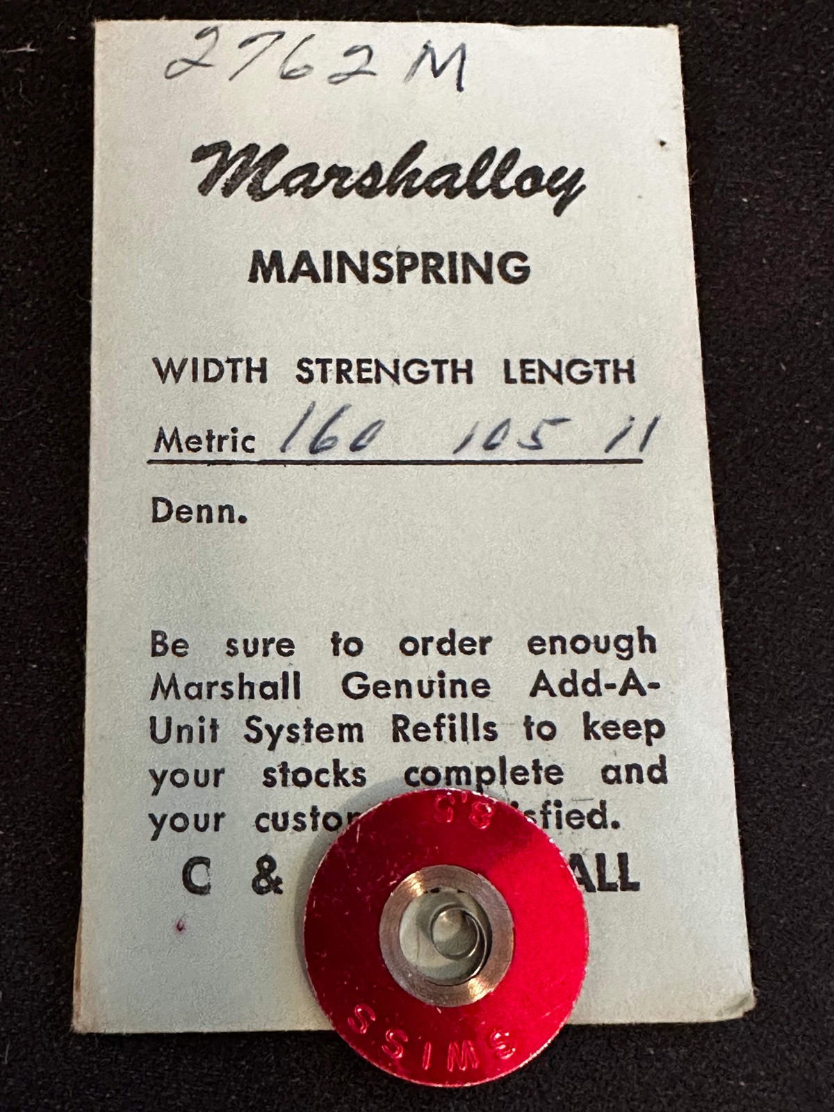 Marco Marshalloy Mainspring 2762M for AS 984, 1002, 1007, 1009, 1027, 1158, 1187