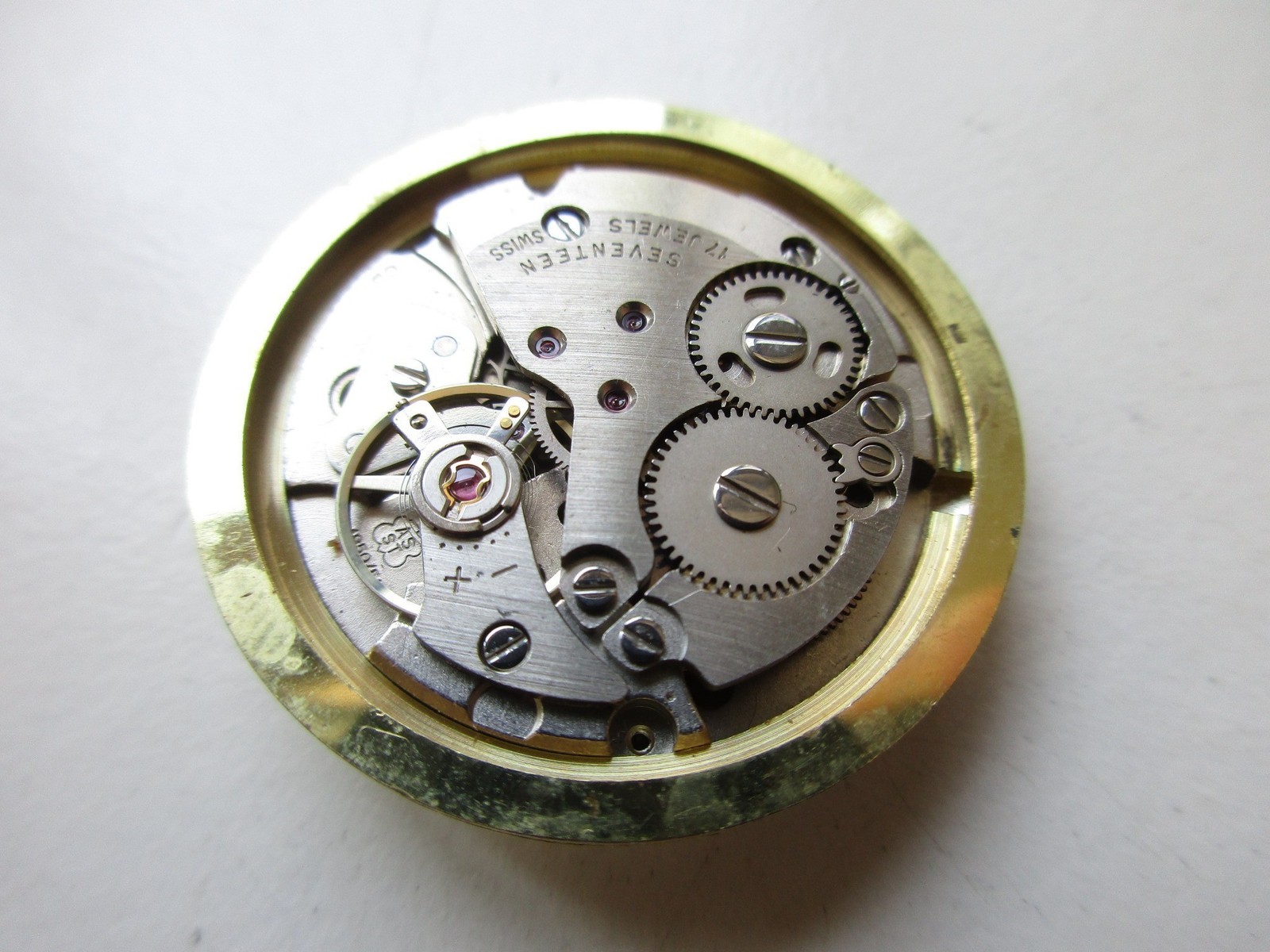 AS ST ASST cal. 1950/51 Swiss watch movement dial & hands – date at 3 – running