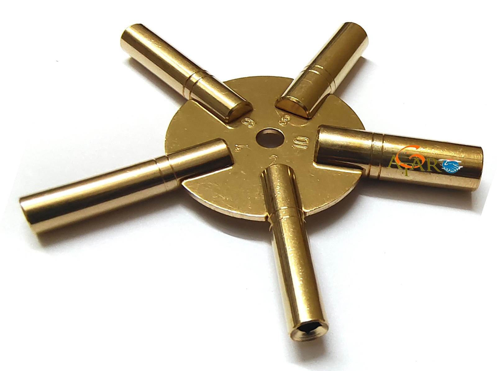Universal Brass Wall Clock Key 5 Prong Even Number Master Clock Winding Key