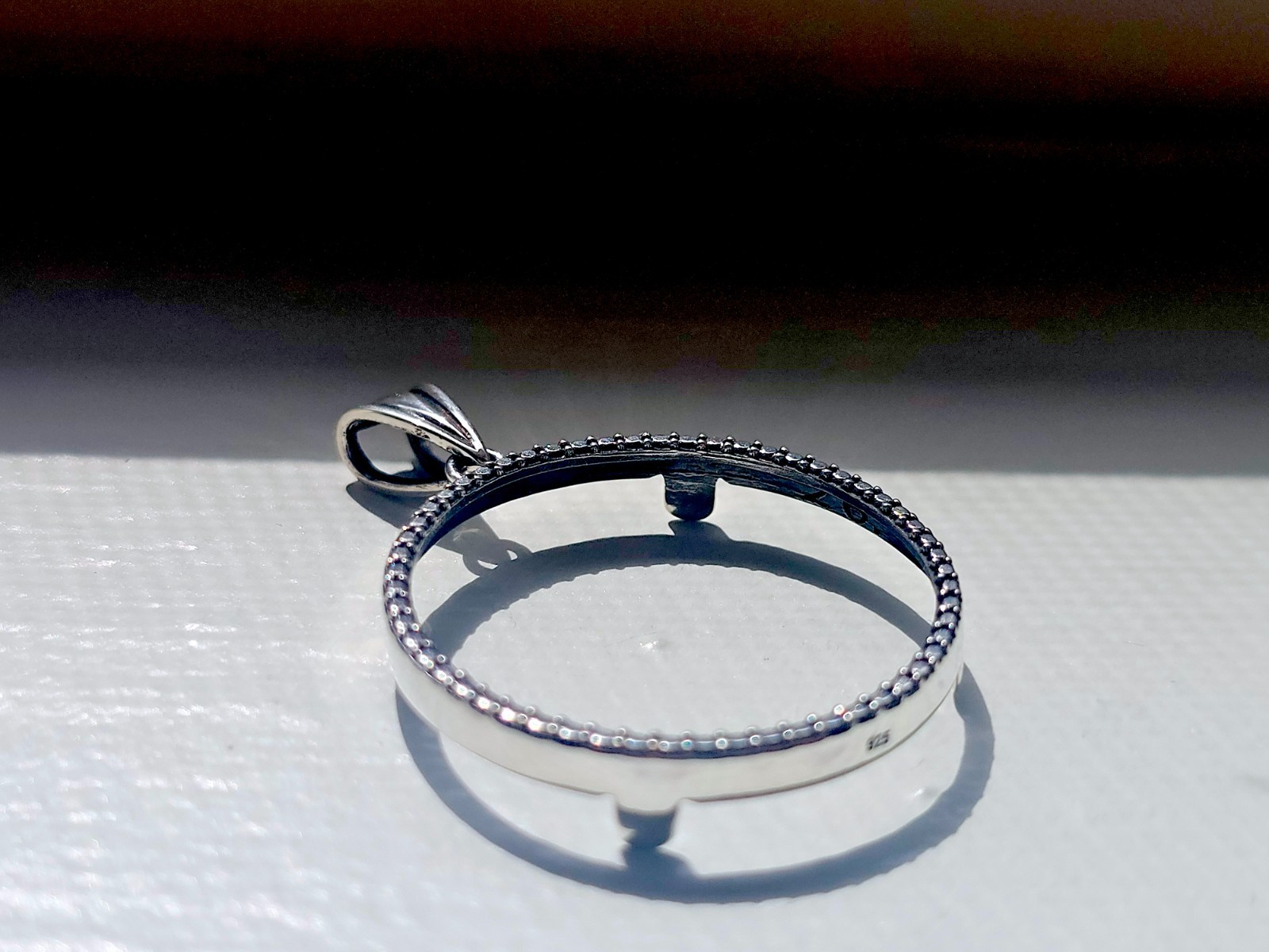 925 Sterling Silver Prong Back Illusion Edge Bezel for 26mm Susan B Anthony