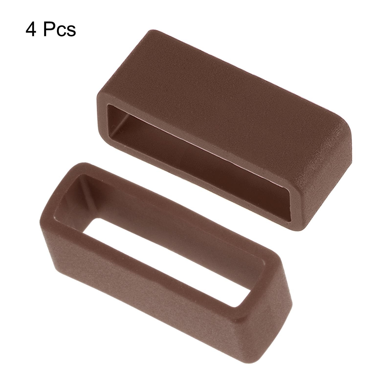 Watch Band Strap Loops Silicone for 24mm Width Watch Band, Brown 4 Pcs