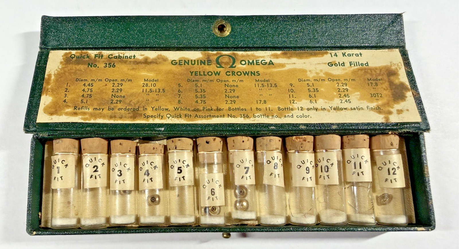 Omega Signed Crown Lot Genuine Quick Fit No. 356 14K Gold-Filled Watchmaker Lot