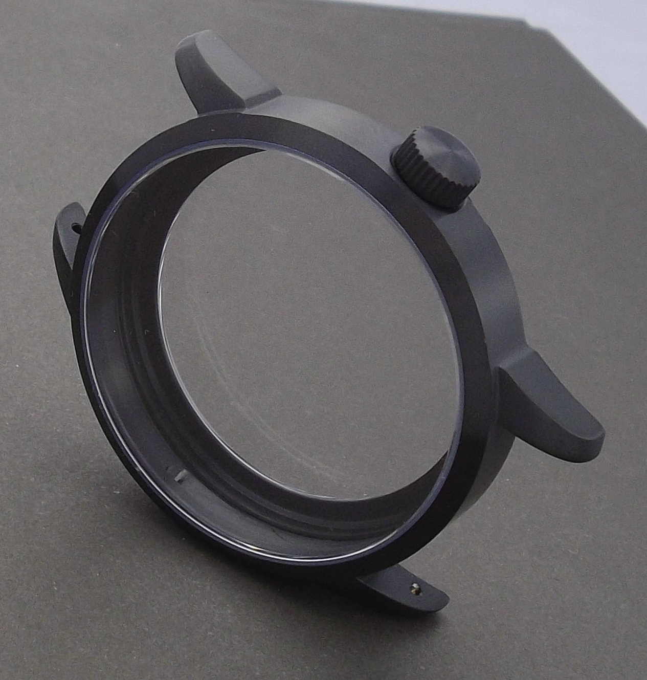 316L ST.STEEL WATCH CASE ETA UNITAS 6497 OR 6498 MOVEMENT PVD BLACK SAPPHIRE NEW