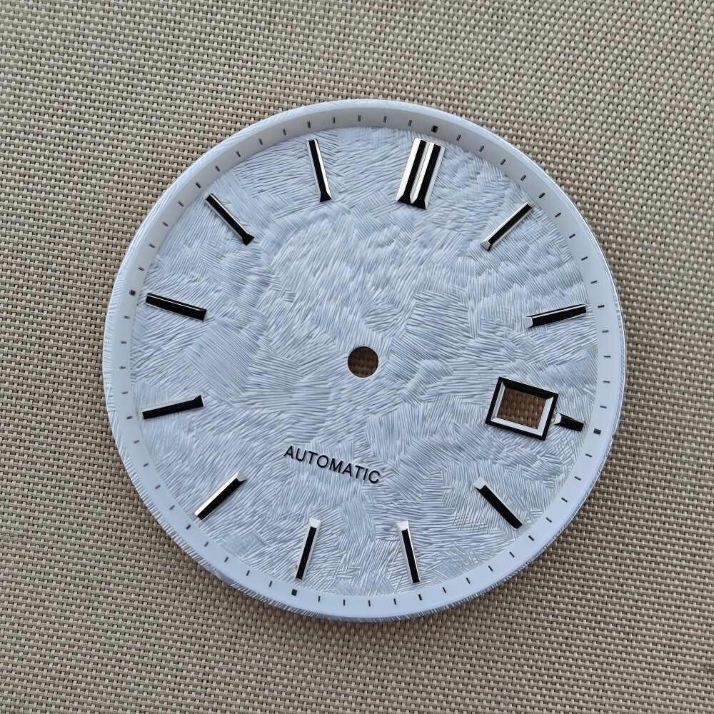 33.5mm No Logo Dial Textured Finish Pink Accent Date Window Fit Mod