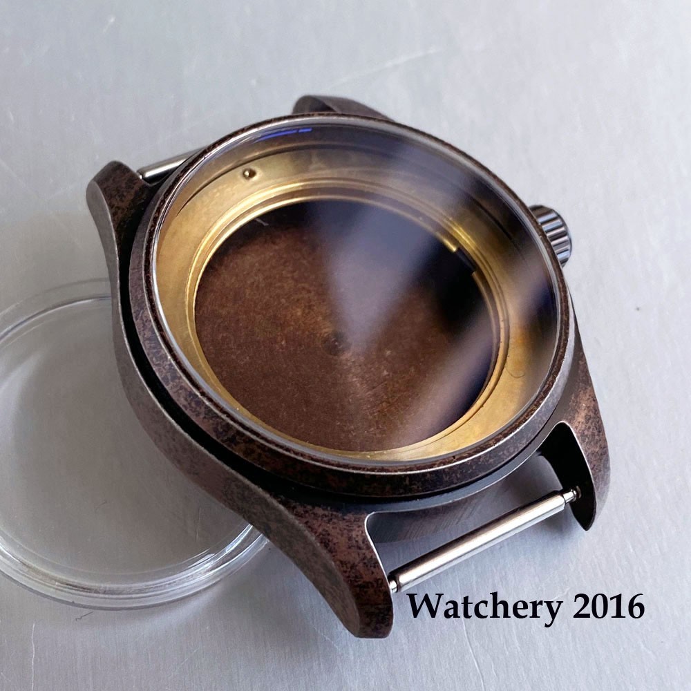 Tandorio 39mm Coated Bronze Pilot Vintage Watch Case Fit NH35 PT5000 Miyota 8215