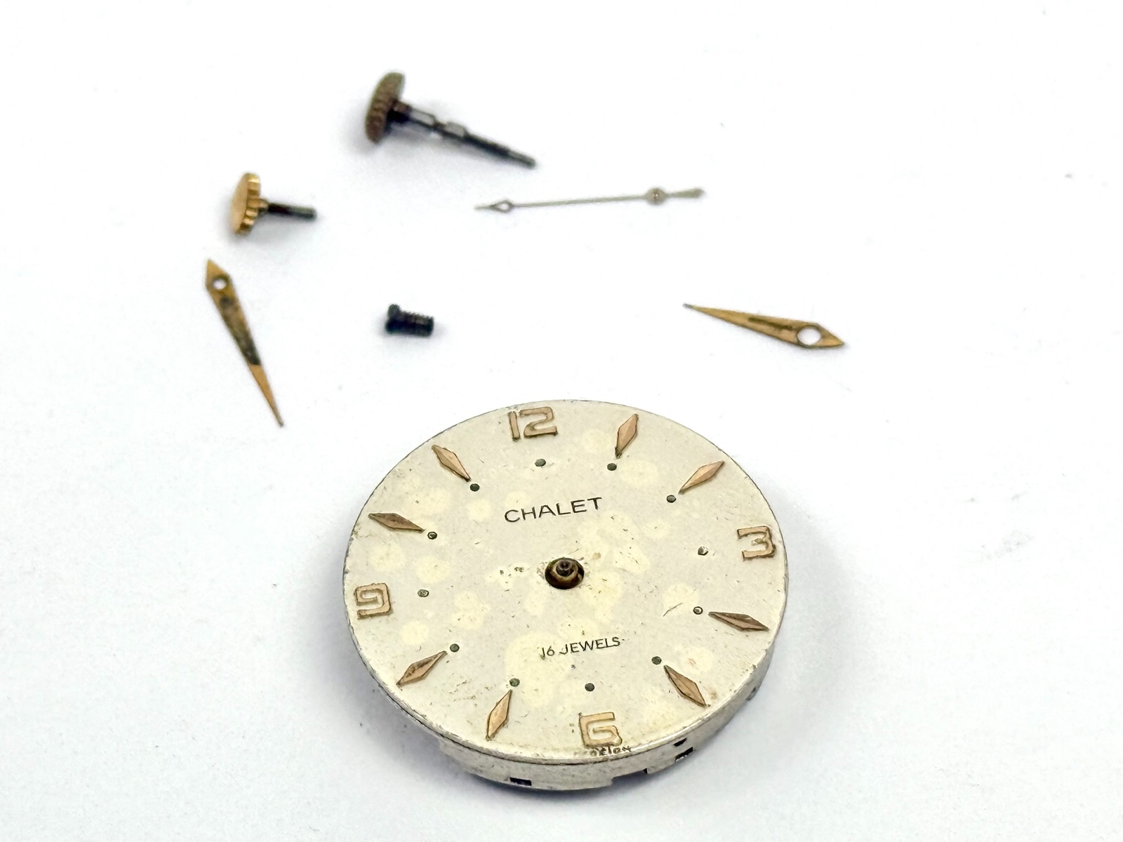 Chalet USSR 16-Jewel Mechanical Watch Movement Dial Hands Vintage Repair
